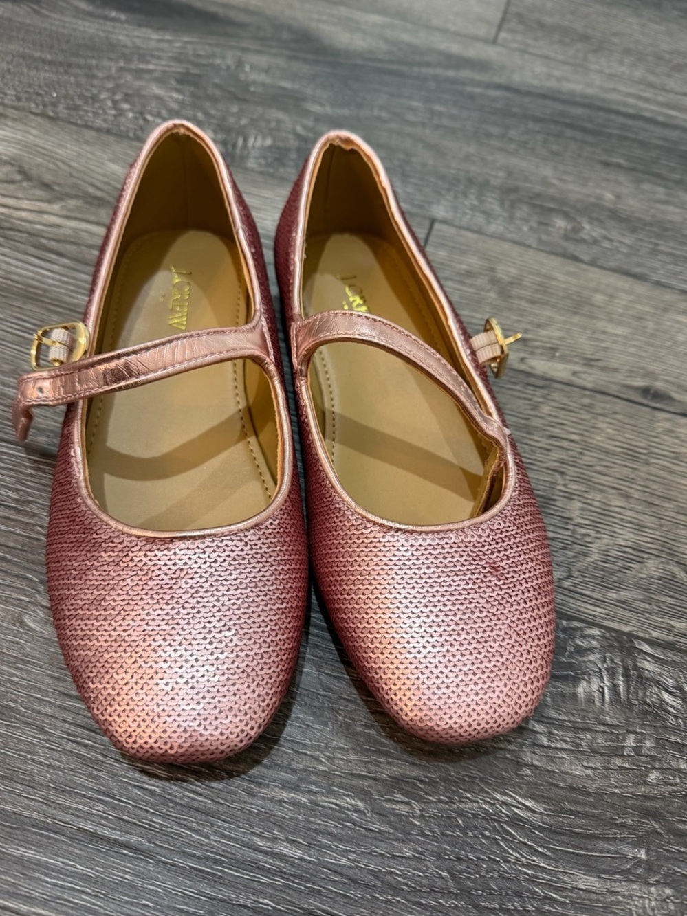 J.Crew Girls Sequin Mary Jane Flats in Pink Size 1